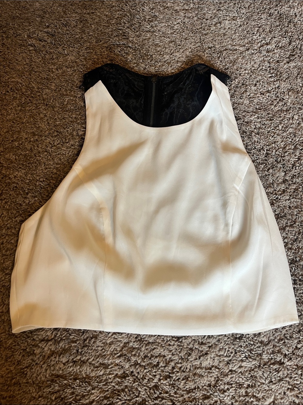 Express White Crop Top with Black Lace Back
